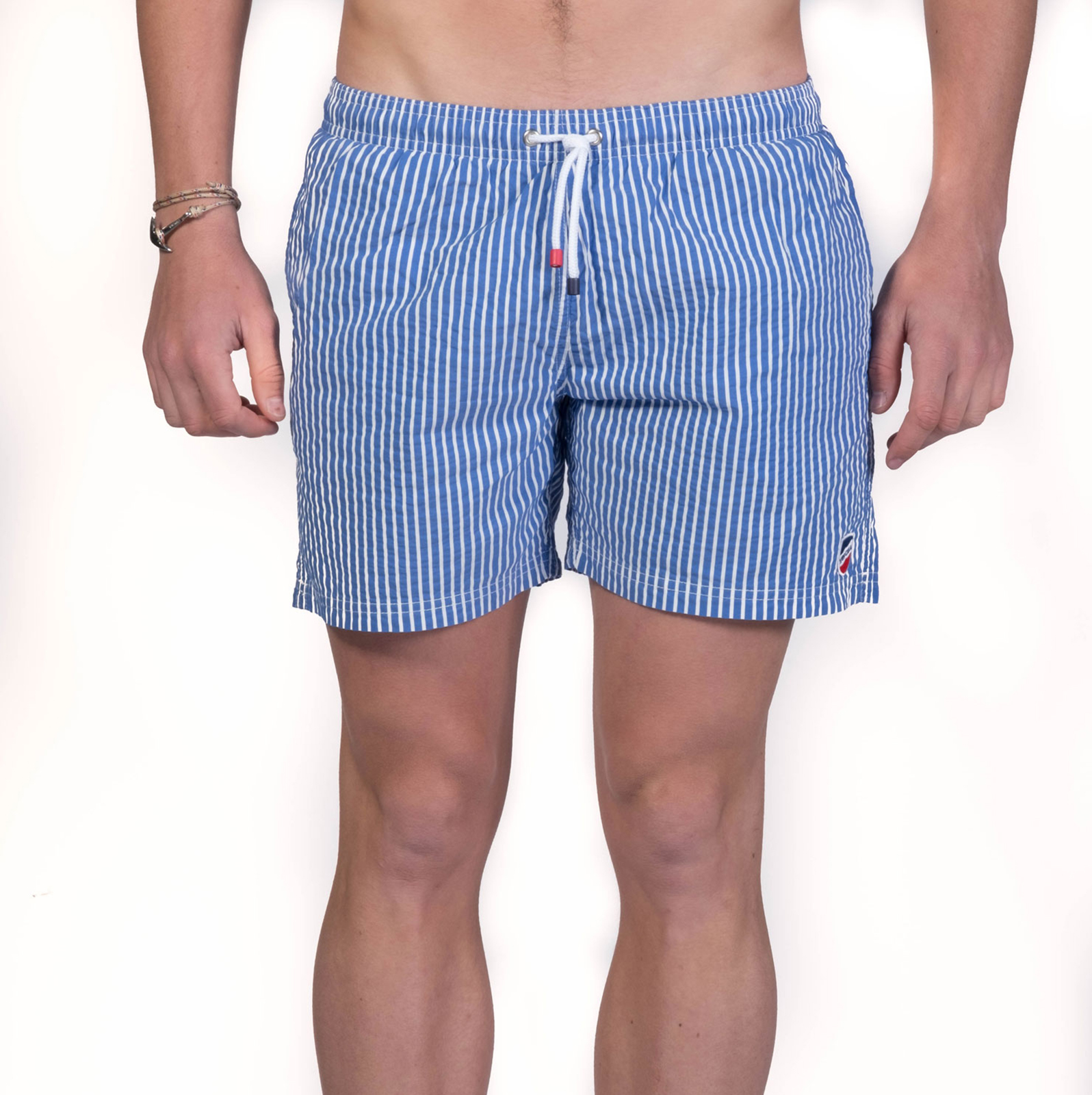 Dark Blue / White Stripped Beach Shorts - Short Rayures Marine/blanc ...