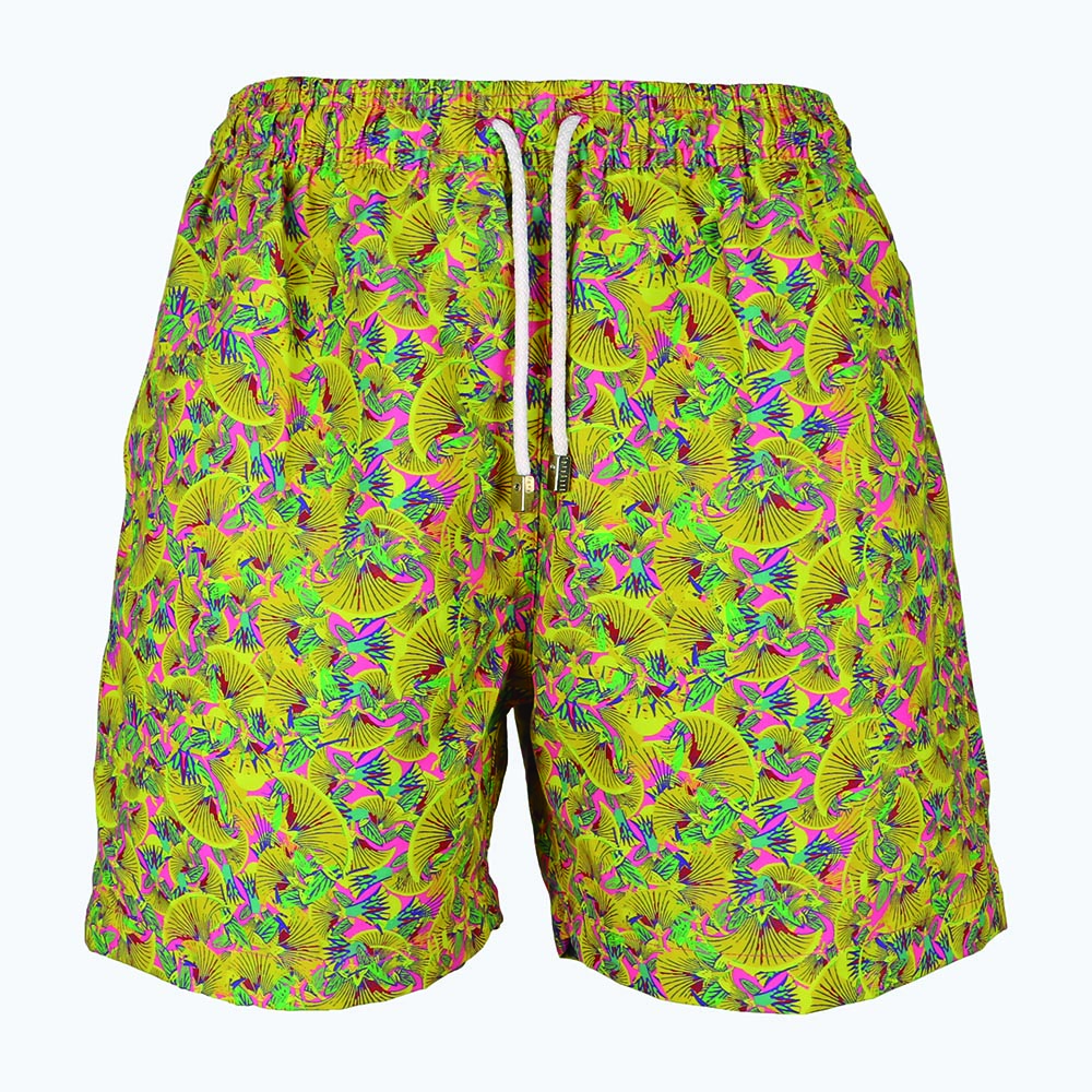 Men`s Yellow And Pink Patterned swimming shorts - Lima Abstrato - Palmacea