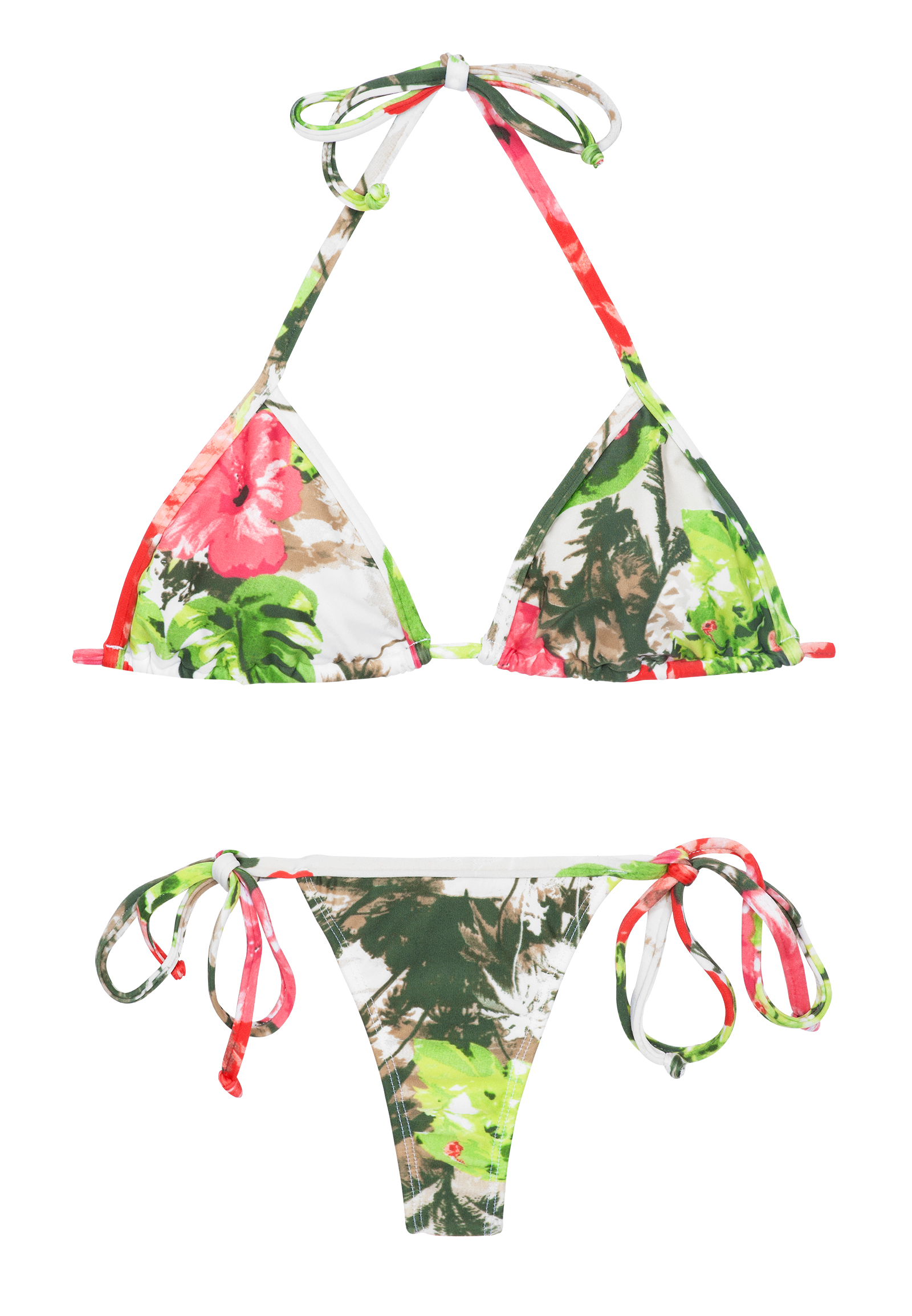 Rio de Sol Pink And Green Floral String Bikini - Sossego Micro