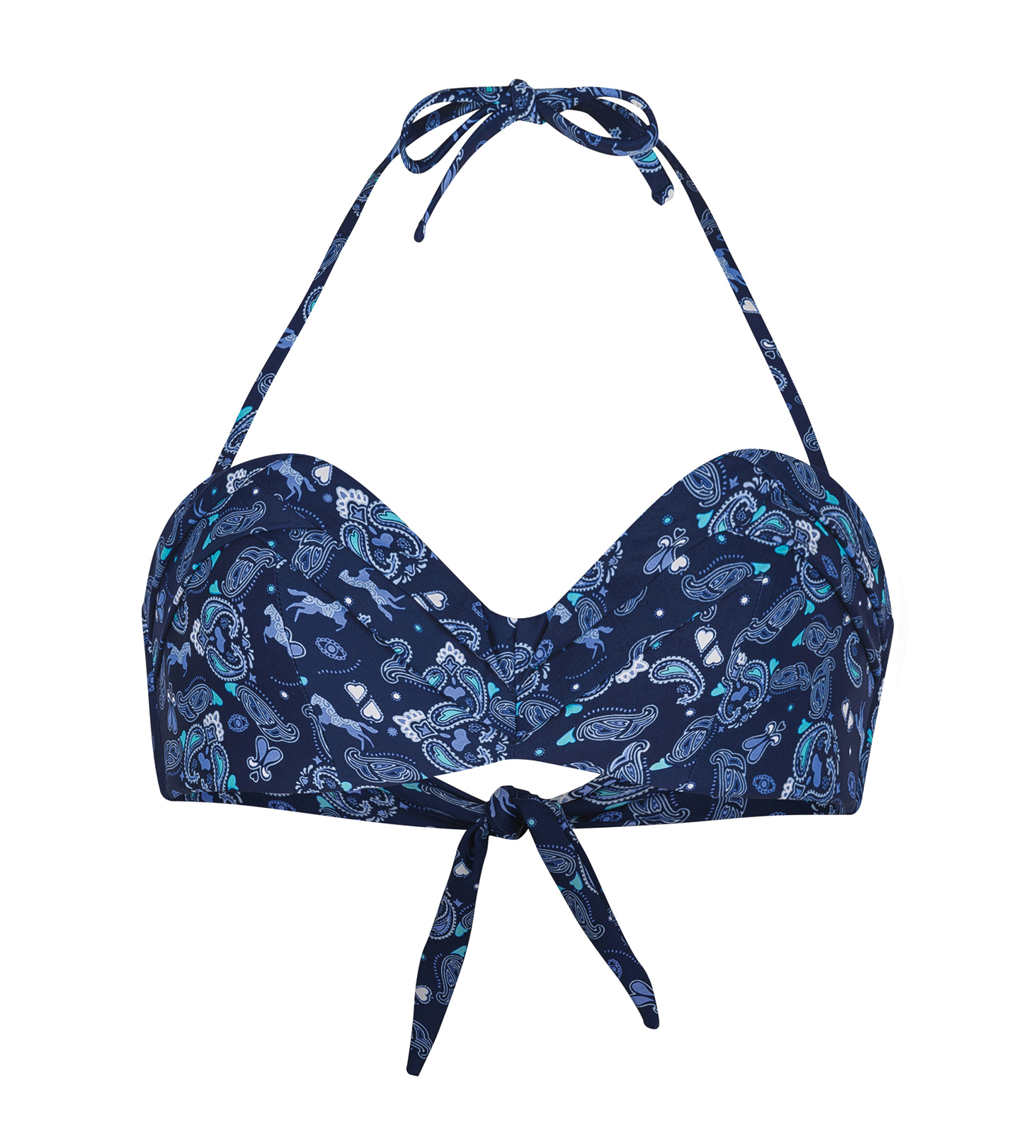 Bikini Tops Printed Blue Bandeau Top - Soutien Paisleyswim Navy