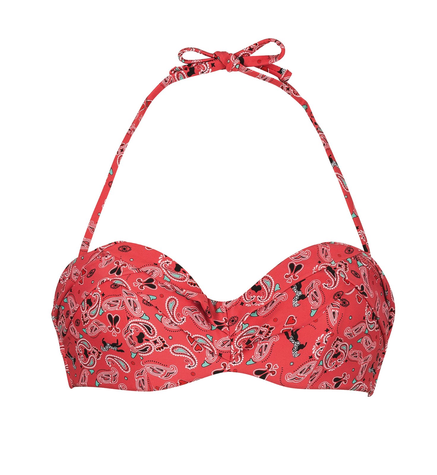 Bikini Tops Red Printed Bandeau Top - Soutien Paisleyswim Red