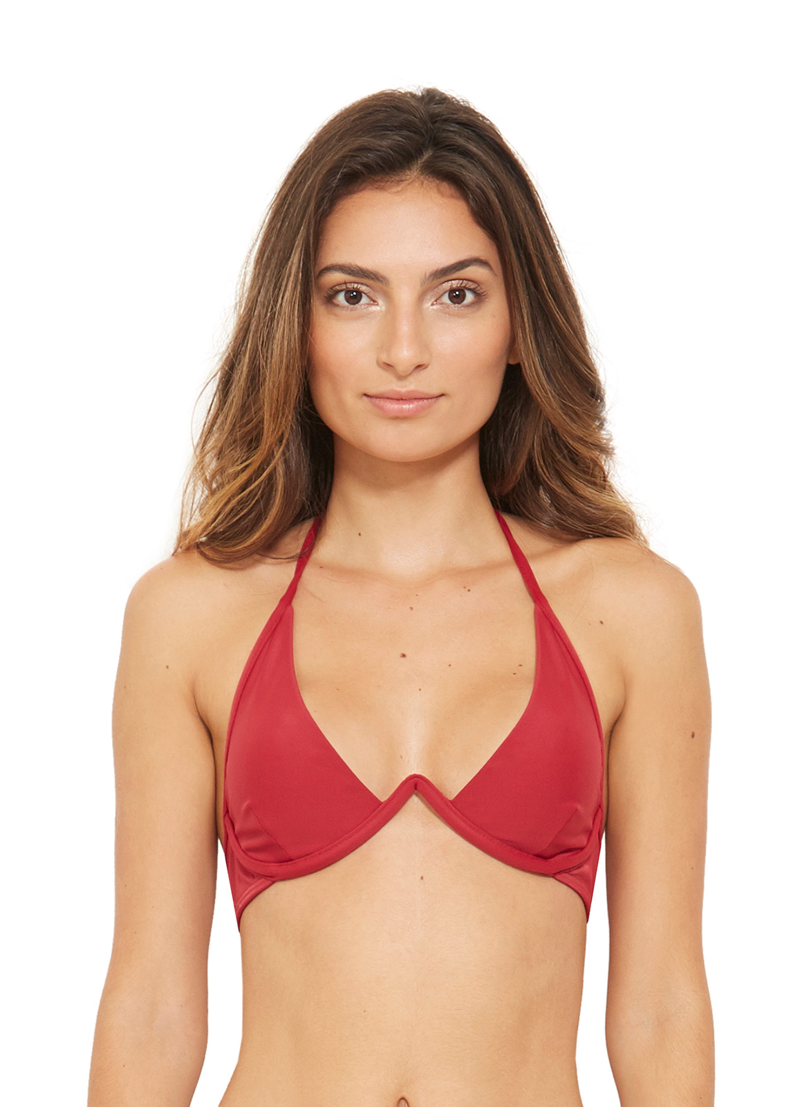 Red Triangle Bikini Top With Underwire 