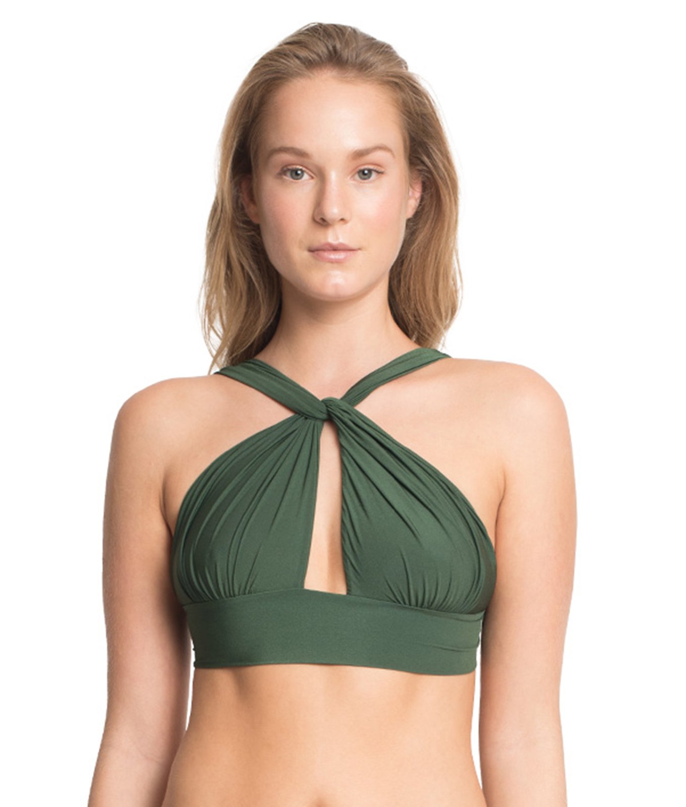 dark green cropped top