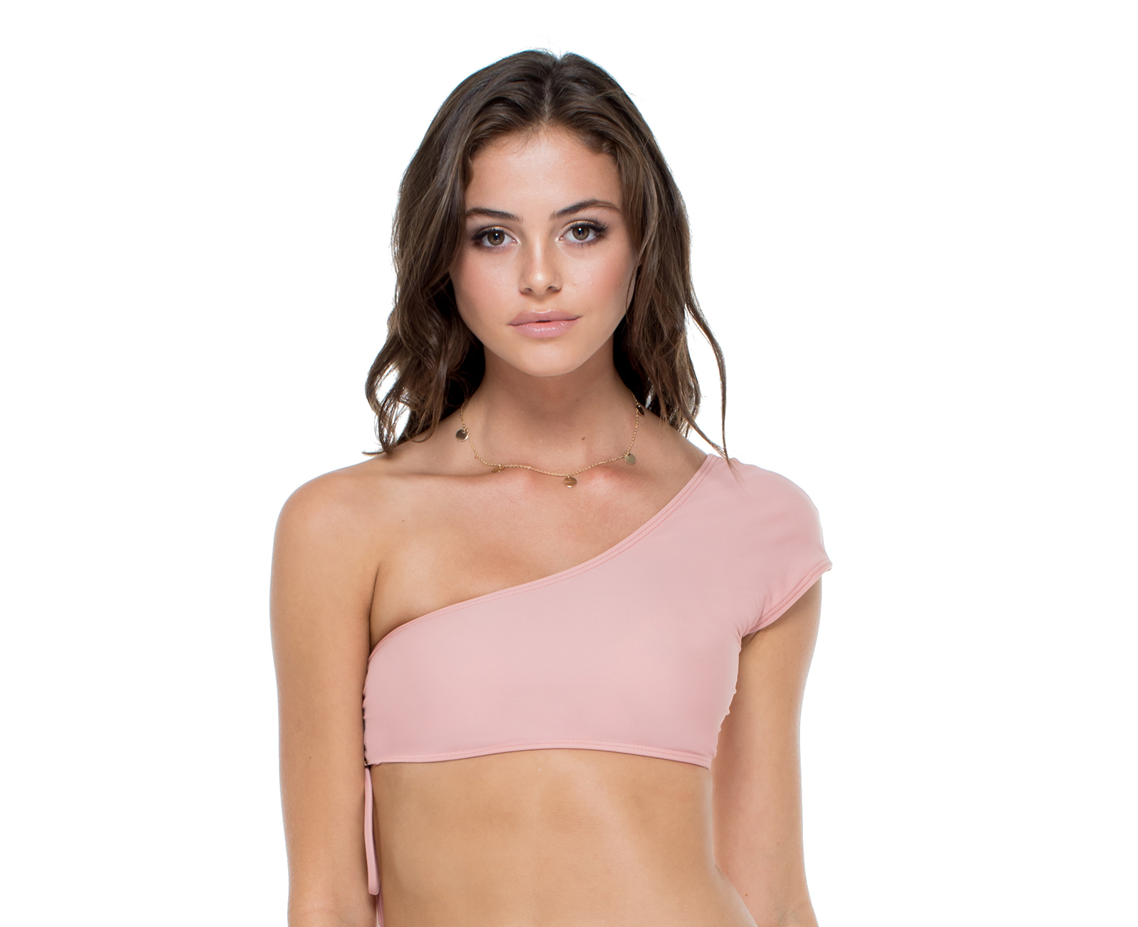 Crop Top One Shoulder Rose Nude C T Lac Top Mambo Sonia Rosa Luli