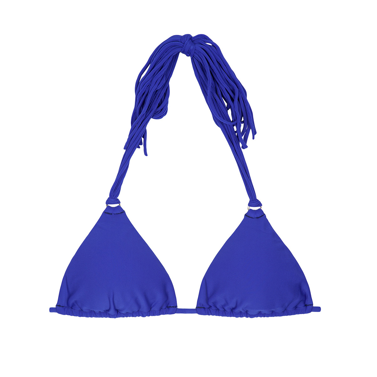 Dark Blue Triangle Bikini Top With Long Tassels - Soutien Franja ...