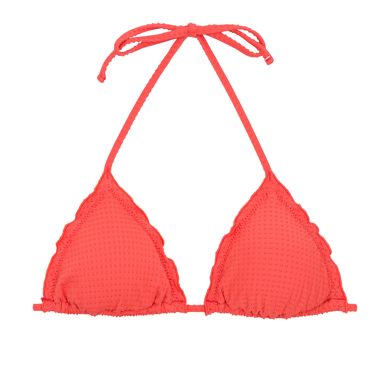 Textured Coral Bikini Top With Coral Edges - Top Dots-tabata Tri - Rio ...