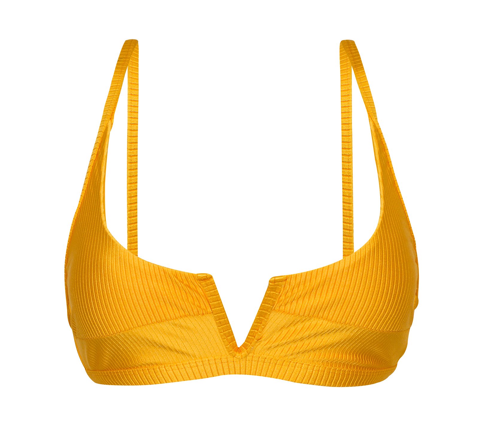 Verstelbare Getextureerde Geel V Halter Bikinitop - Top Eden-pequi Bra-v Rio Sol
