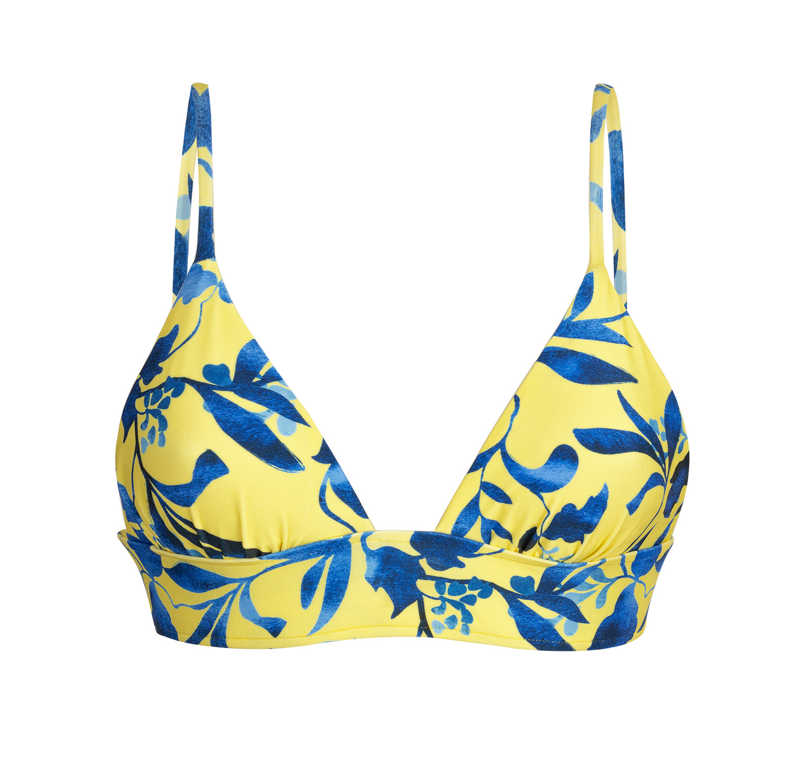 Yellow Bra Bikini Top With Plant Print And Laced Back - Top Lemon ...