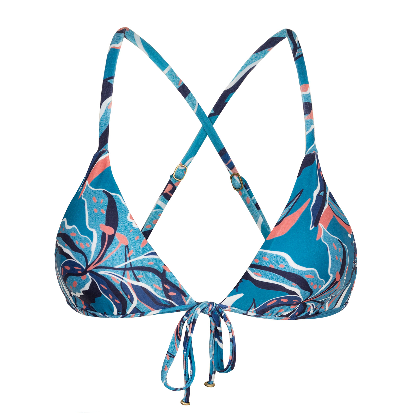 Blue And Pink Printed Triangle Top With Front Tie - Top Lilly Tri Arg ...