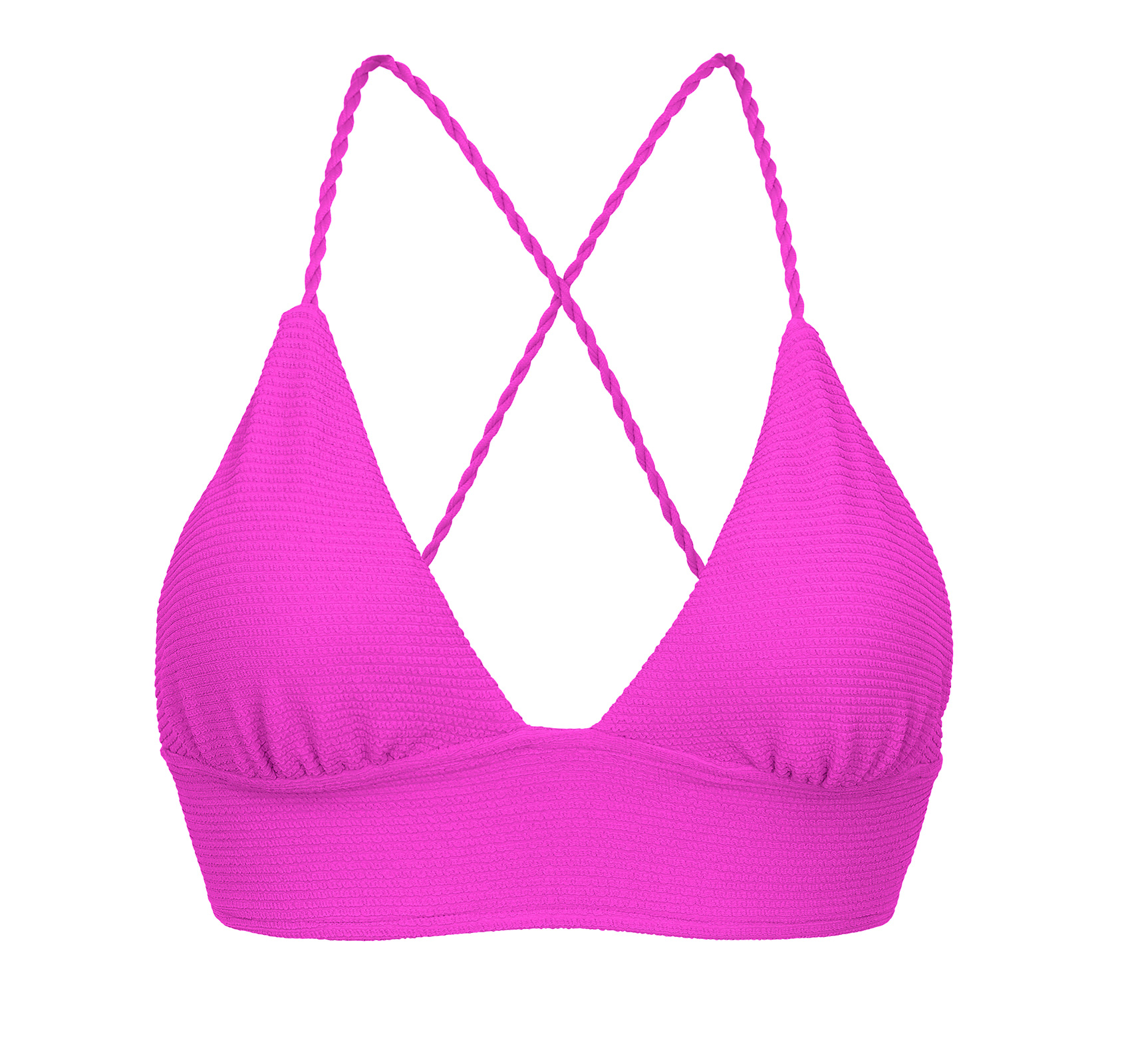 Plain Magenta Pink Crossed Bralette Bikini Top - Top St-tropez-pink Tri ...