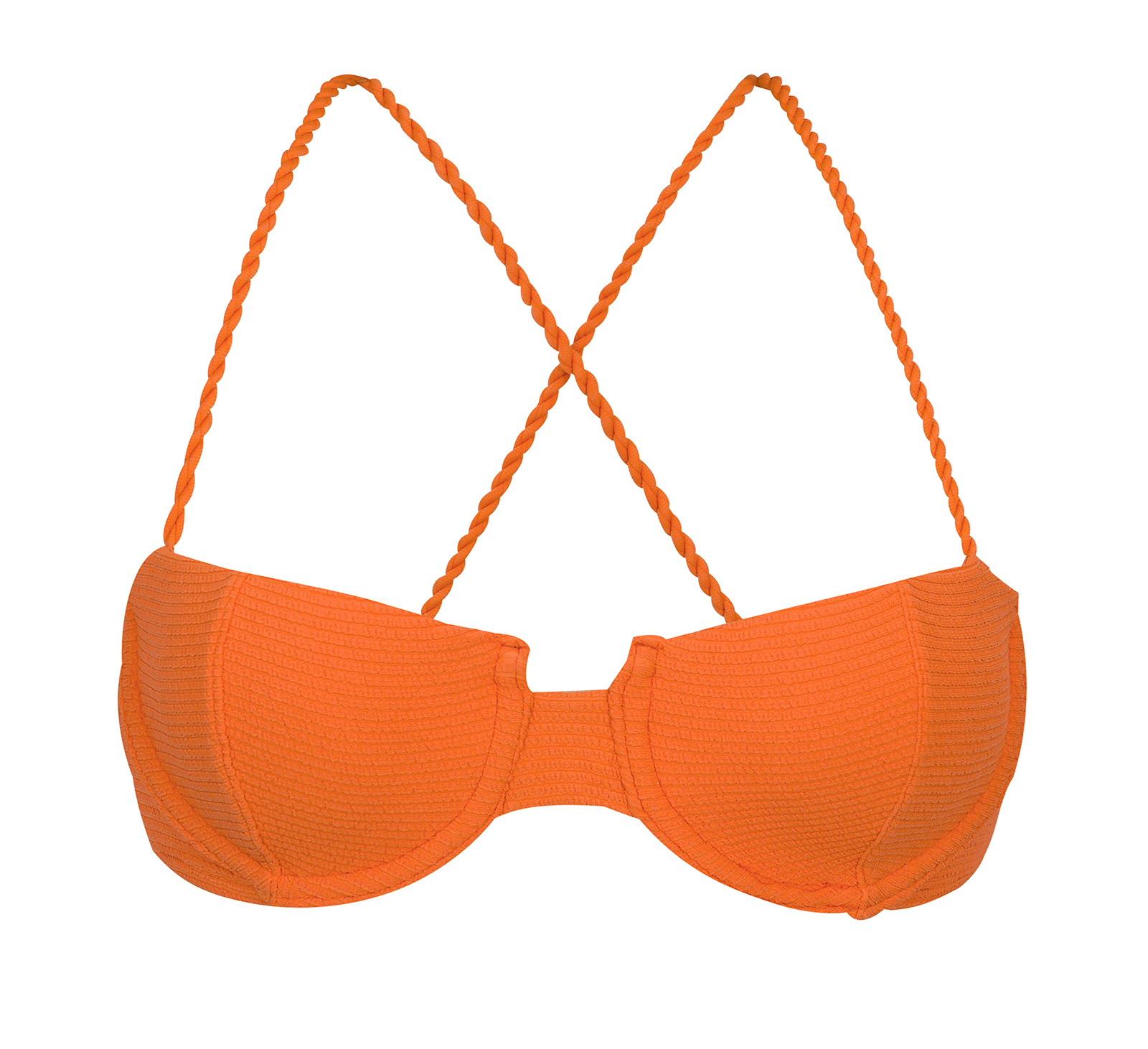 Textured Orange Balconette Top With Crossed Straps - Top St-tropez ...
