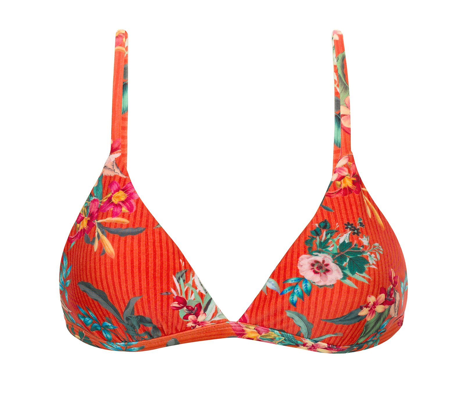 Red Floral Adjustable Triangle Bikini Top - Top Wildflowers Tri-fixo ...