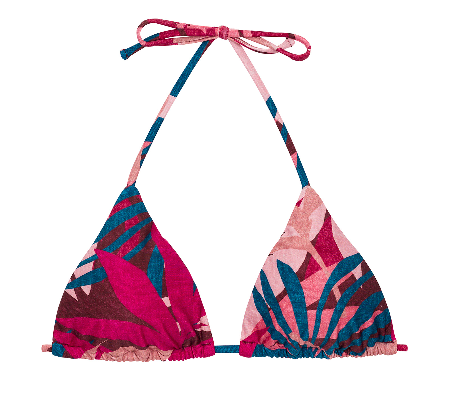Pink & Blue Sliding Triangle Top With Leaf Print - Top Yucca Tri-inv ...