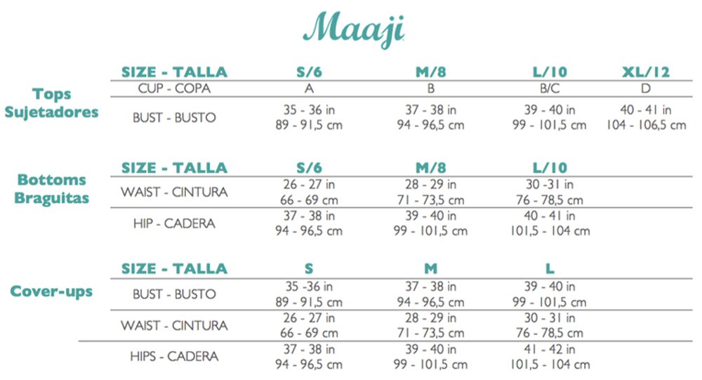 maaji size chart